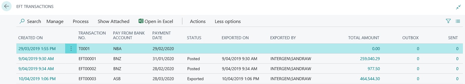 EFT Transactions